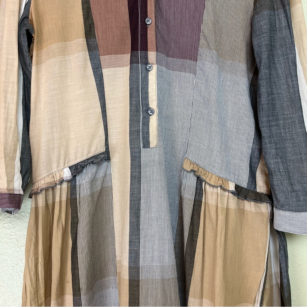 Zara Basic Dress Flannel Pattern Button Front And… - image 4